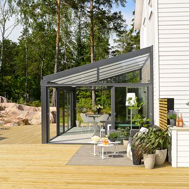 Vedligeholdelsesfrit aluminiumsskelet til udestuer i stilrent design.