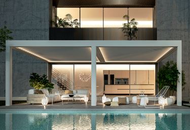 Moderne og praktisk Pergola i lakeret aluminium.