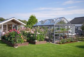 Eksempelbillede: Green Room Classic drivhus, 15 m², Metallic Grey RAL 9008