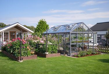 Eksempelbillede: Green Room Classic drivhus, 15 m², Metallic Grey RAL 9008